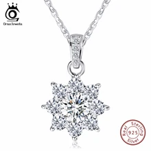 ORSA JEWELS, роскошные хрустальные подвески со снежинками и ожерельем, настоящее 925 пробы Серебряное ожерелье, подарок для женщин SN44