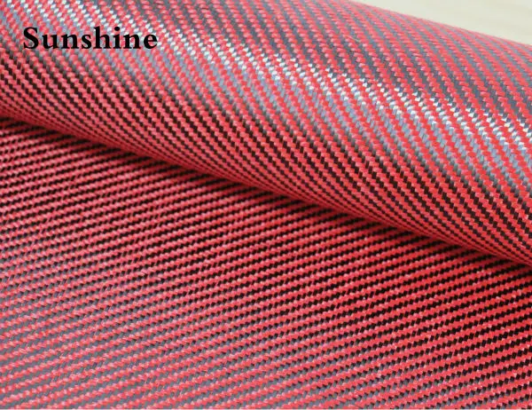 Carbon Aramid Hybrid Fabic Twill Red 185g (1)