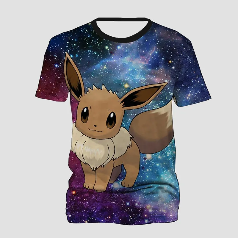 

Galaxy Pokemon Eevee 3D Print T Shirt Men Women Hip Hop T-shirt Short Sleeve Tee Tops Streetwear Tee Shirts Plus Size