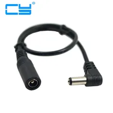 (10 pecas/lote) Los Angulo de 90 Graus Direito DC 5.5*2.1mm parágrafo Macho Femea Extensao Cabo de Alimentação 30 cm 1ft