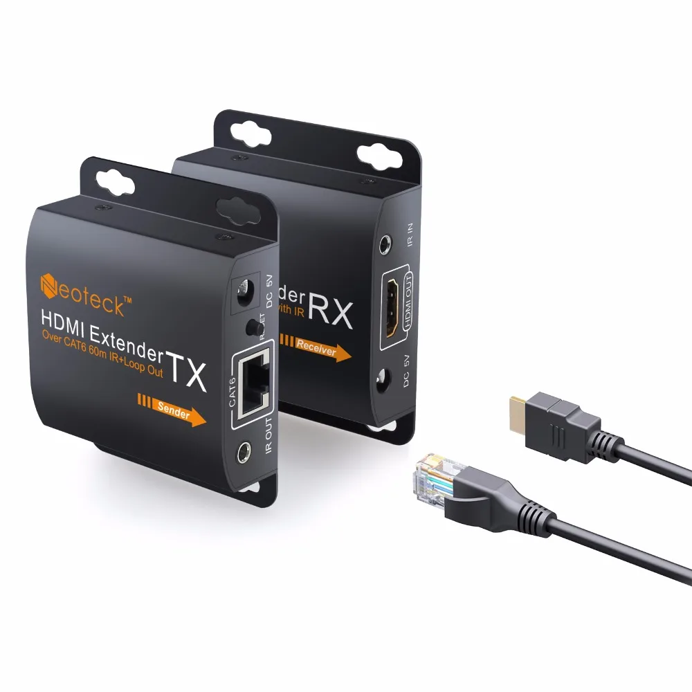 HDMI Extender With 2 Ports HDMI Splitter extend HDMI 1080p signal to 60m RJ45 Transmitter TX/RX with IR Converter Support CAT6 HDMI Extender With 2 Ports HDMI Splitter extend HDMI 1080p signal to 60m RJ45 Transmitter TX/RX with IR Converter Support CAT6