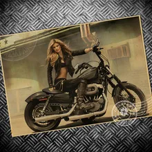 Мотоцикл сексуальная леди ретро крафт-бумага фильм плакат Винтаж Бар Кафе искусство Ремесла стикер стены гостиной краски 42X30 см
