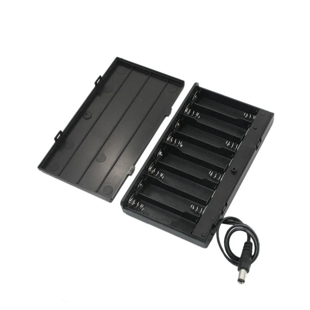 12V 8aa 배터리 홀더 케이스 셀 상자 ON OFF 스위치 150mm 와이어 직경 5.5X2.1mm 커넥터 100 개/몫