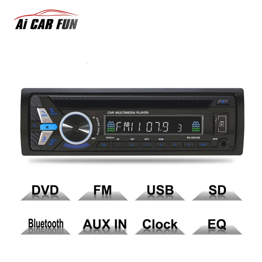 

8823B Bluetooth 1DIN Car DVD 12V FM Aux Input Car Stereo Radio Audio Player Receiver CD VCD WMA MP3 Player with SD/USB Port