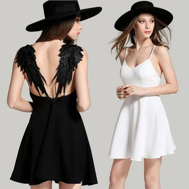 New-Summer-Women-Embroidered-Lace-Angel-Wings-Dress-Solid-Sexy-Backless-Strap-Sleeveless-Party-Mini-V