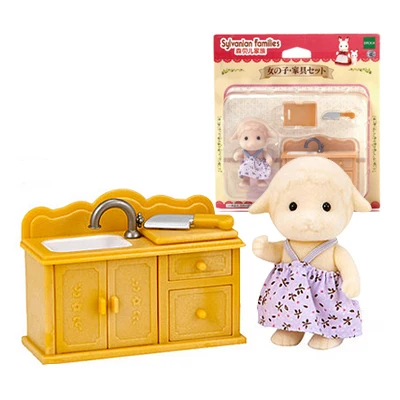 Sylvanian Families пушистые фигурки куклы кукольный домик игровой набор аксессуары стол/Paino/раковина/плита с одной фигурой - Цвет: 18128