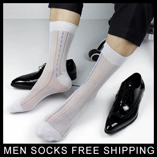 Мужские шелковые деловые носки, прозрачные сексуальные мужские носки, 6 цветов, розничная - Цвет: as picture showing