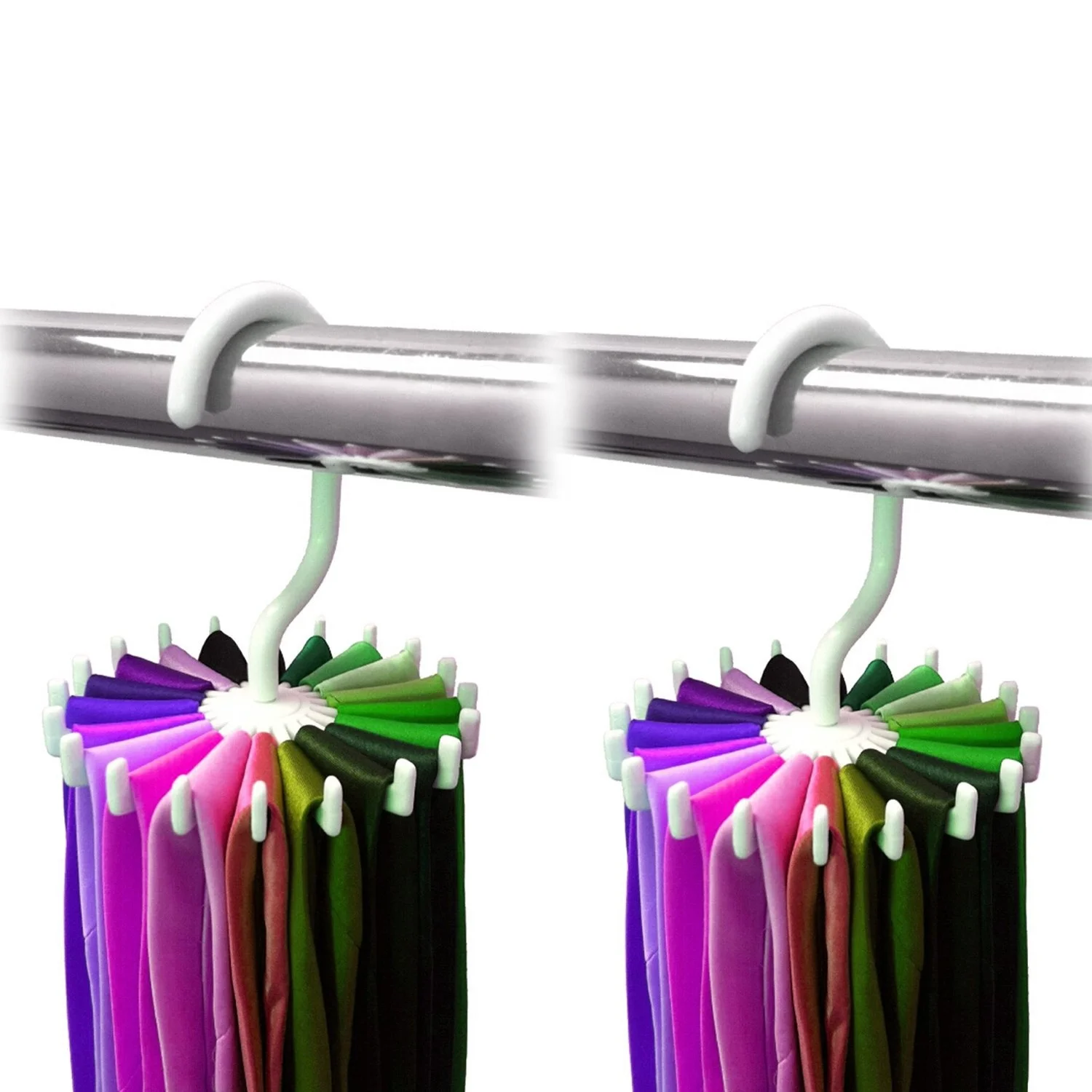 

2 Pack 360 Degree Rotating Twirl Tie Rack Adjustable Tie Belt Scarf Hanger Holder Hook Ties Scarf for Closet Organizer Storage