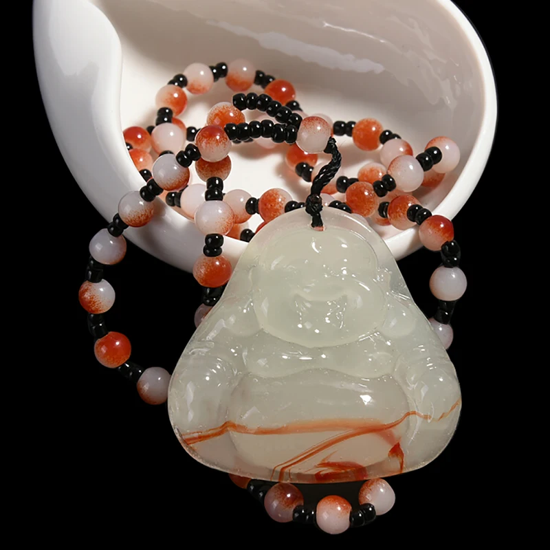 Unisex Long Jade Emerald Buddhism Beads Sweater Pendant Necklace Jewelry Gift