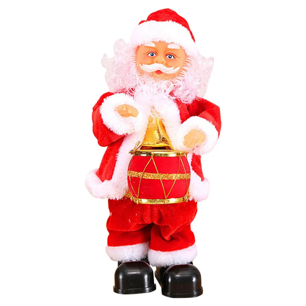 Милый Санта Клаус танцующий пение музыкальная игрушка Плюшевые Рождественские куклы электрические игрушки саксофон гитара - Цвет: drum