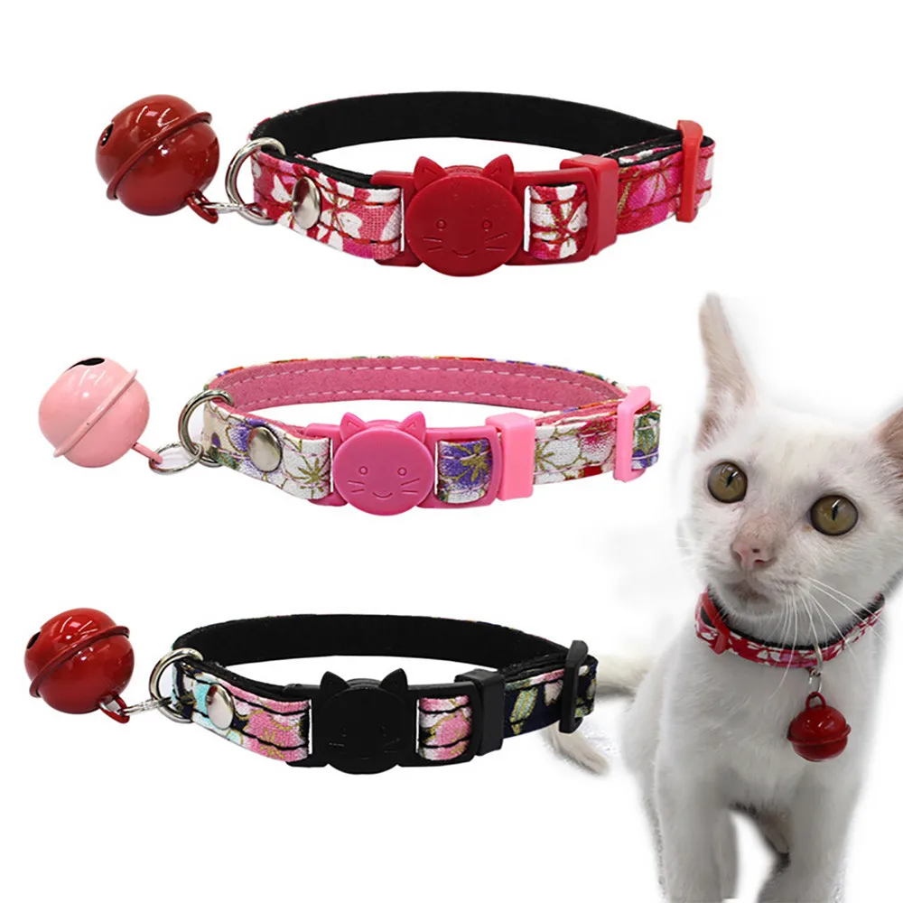 Collar Products Safety Elastic Adjustable Printed Collar With Bell Dog