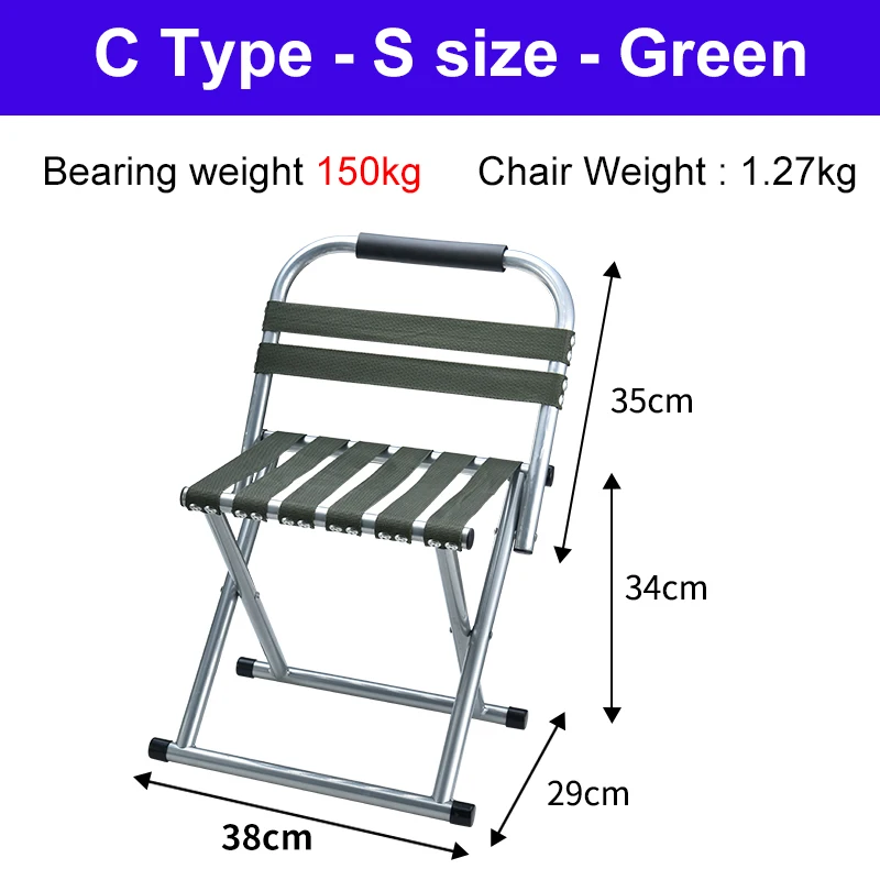 CHACHEKA открытый портативный складной стул для рыбалки Кемпинг барбекю пляж стул складной Походное сиденье сад офисная мебель для дома - Цвет: C Type - S - Green