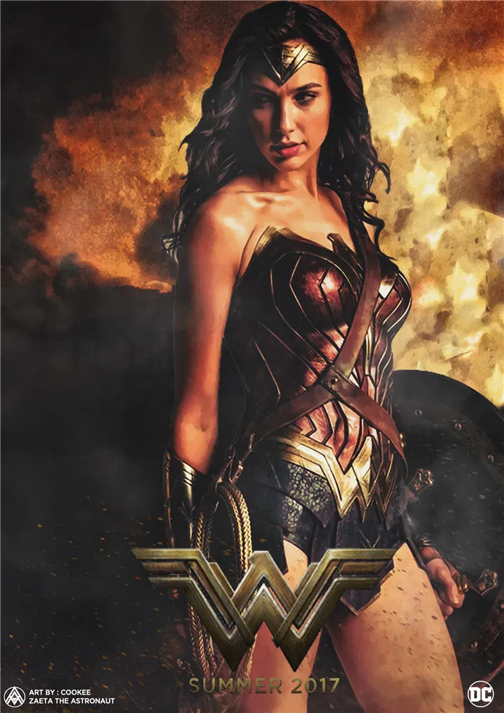 Wonder Woman плакаты наклейки на стену Высокое качество украшения дома белая бумага с покрытием принты домашнего искусства бренд - Цвет: Кофе