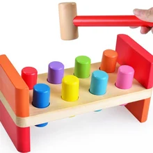 Деревянная скамейка с молотком, Ранние развивающие игры для детей ясельного возраста