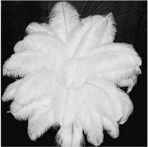 

50 pcs/lot White Ostrich Tail Feathers 30-35cm Soft Fluffy Plumage for DIY Fans Hat Craft Wedding Table Decorative Centerpieces