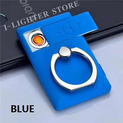 JIJU портативный кольцевой Кронштейн для мобильного телефона электронная USB Зажигалка Ветрозащитная перезаряжаемая многофункциональная Зажигалка для JL-753 - Цвет: Синий