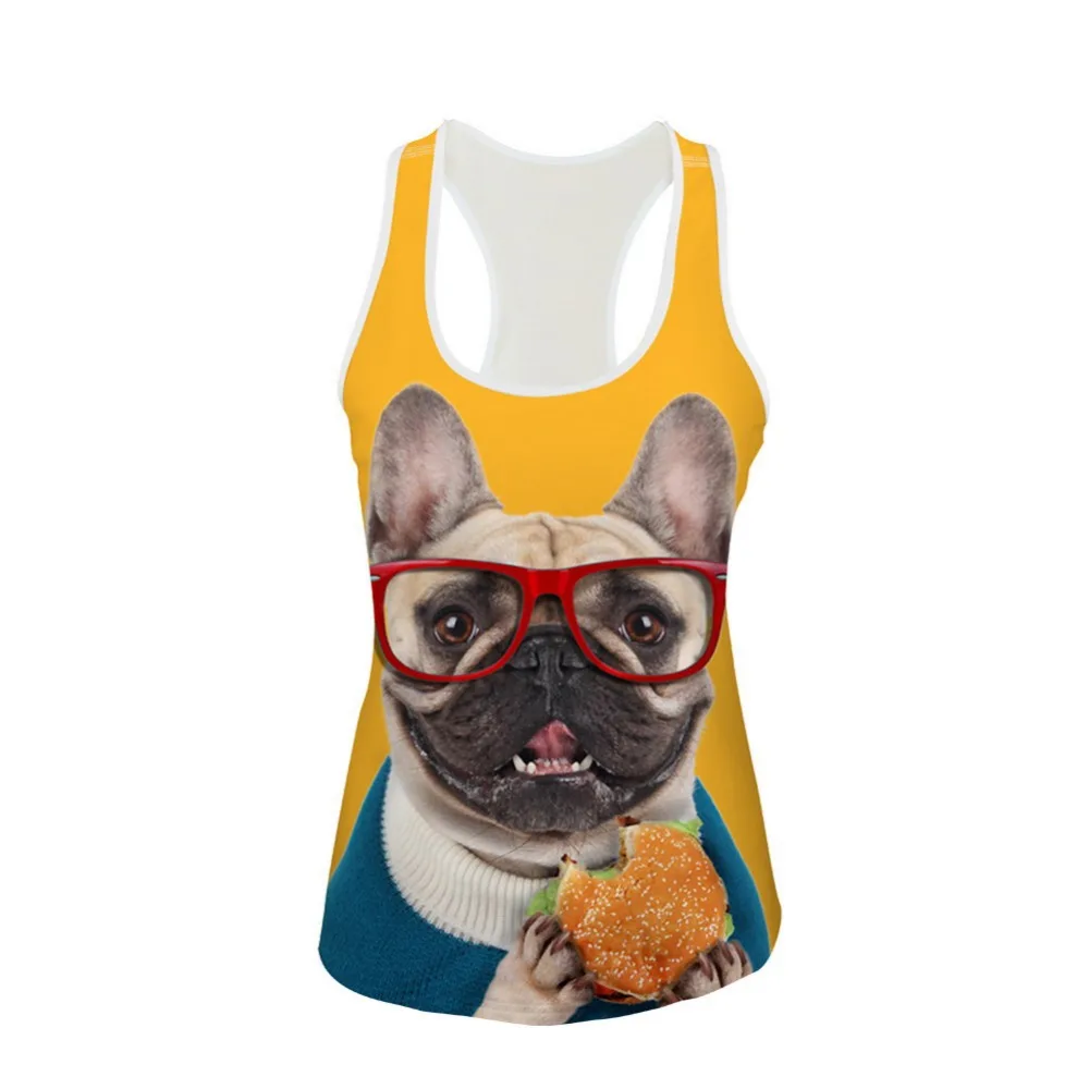 Noisydesigns Girls dog with glasses 3D print Tank Top Summer Women Vest