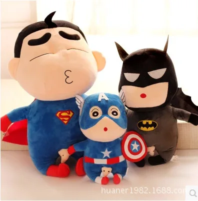 Озорный карандаш Shin Chan Человек паук Капитан Америка Супермен мягкая плюшевая
