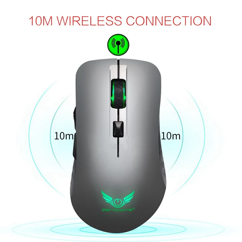 ZERODATE X90 2400 Точек на дюйм 2 4 ГГц Беспроводной игровой Мышь 6 клавиши компьютерной