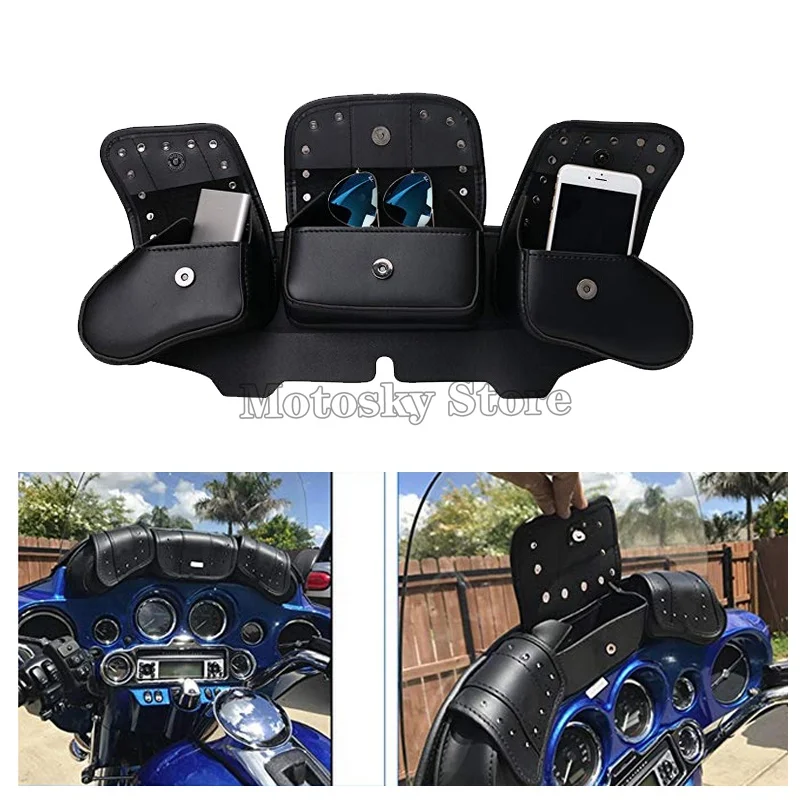 Сумка для мотоцикла Лобовое стекло седло 3 карман чехол для Harley Touring Electra Street Glide 1996-2013