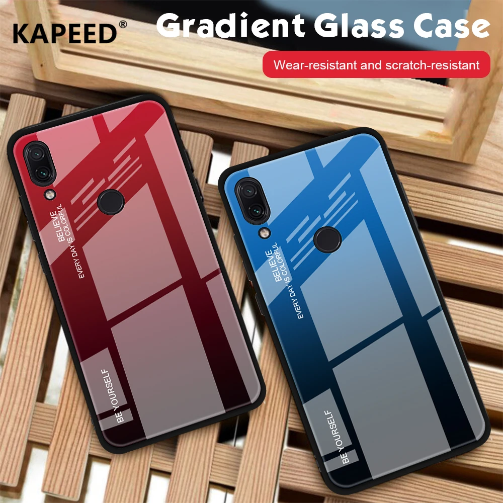 

Glass Case For Xiaomi Redmi Note 7 Pro Luxury 9H Tempered Glass Color Gradient Phone Cover For Xiaomi Redmi Note 5 6 Pro Fundas