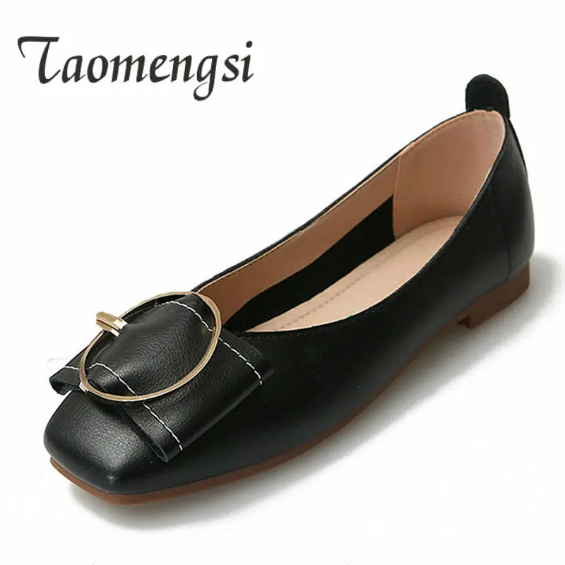 

2020 Casual Shoes Lady Soft Outsole Women's Flats Summer Large Size Flat Shoes With Buckle Shallow Boat Shoes For Teenage Girls