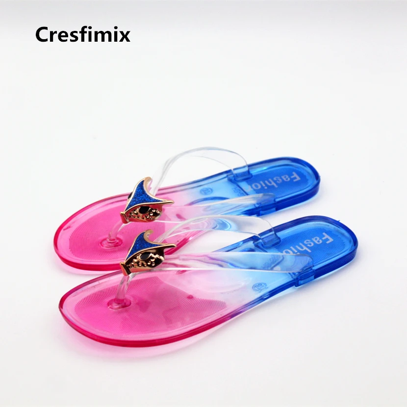 Женские прозрачные шлепанцы желейные Cresfimix мягкие и удобные на плоской подошве