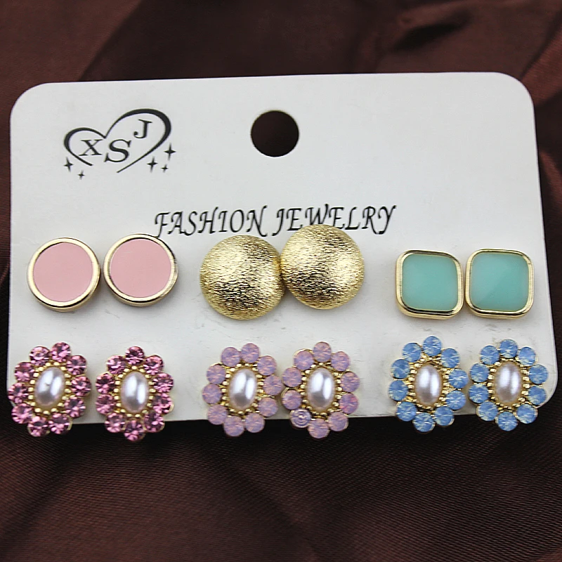 New fashion beautiful women's accessories wholesale hello party earrings powder green mix 6/ set