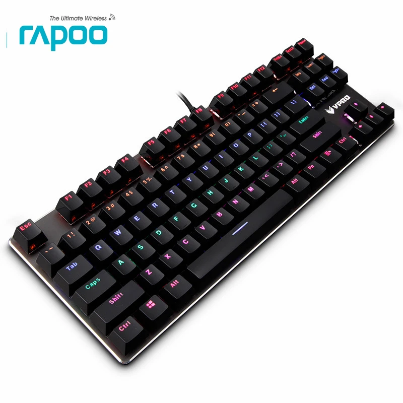 Rapoo V500 Pro Metal Mechanical Keyboard Backlit 87 Keys Anti-ghosing Comfortable USB Wired Gaming Keyboard For PC Copmuter