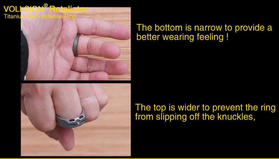 VOLLSION ответный титановый вольфрамовый стальной брелок для самозащиты кольцо ожерелье безопасное кольцо для защиты инструмент для наружного использования