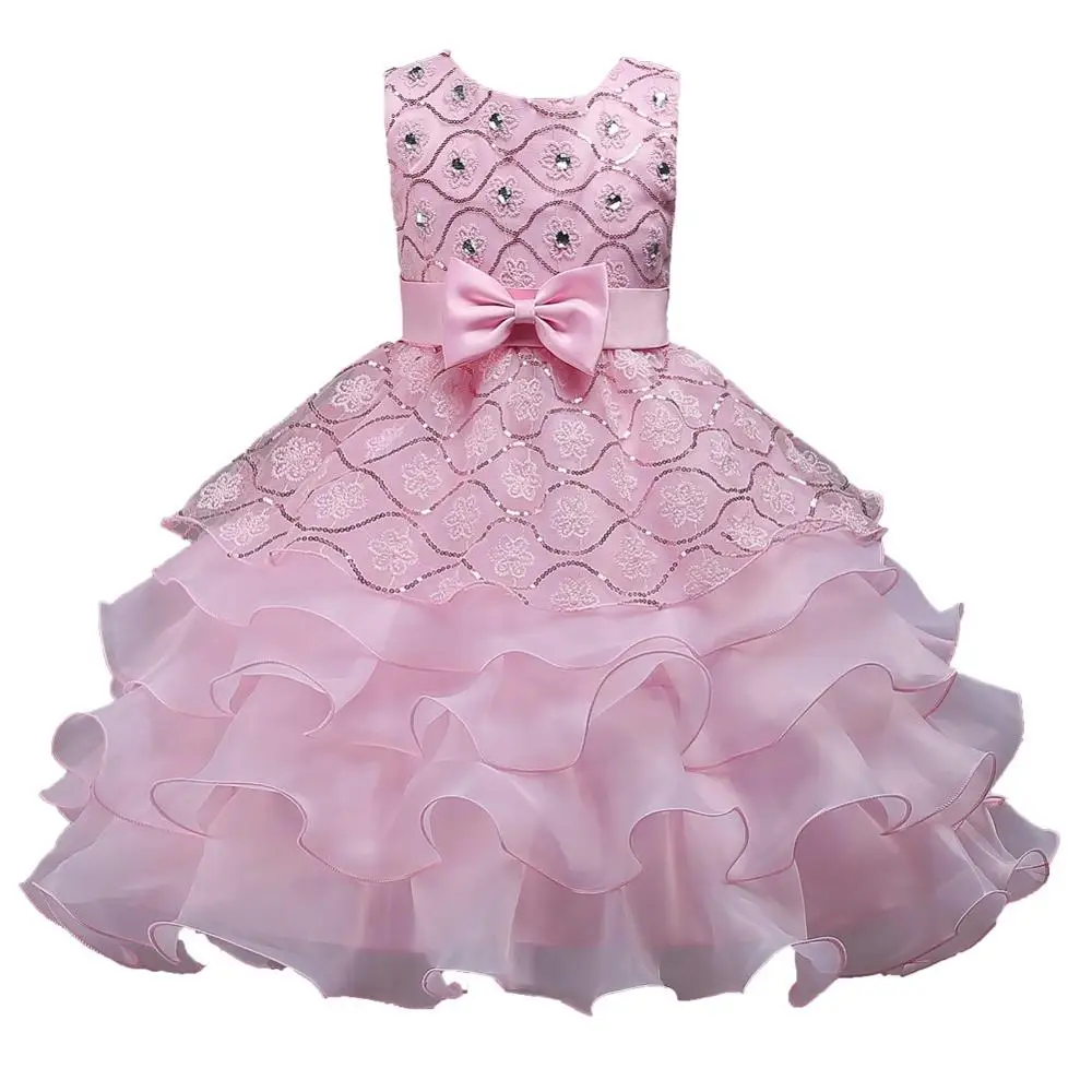 Платье принцессы с цветочным узором для девочек летнее платье-пачка на свадьбу, день рождения, платья для девочек, Детский Костюм Подростковый Выпускной дизайн, от 3 до 14 лет - Цвет: pink