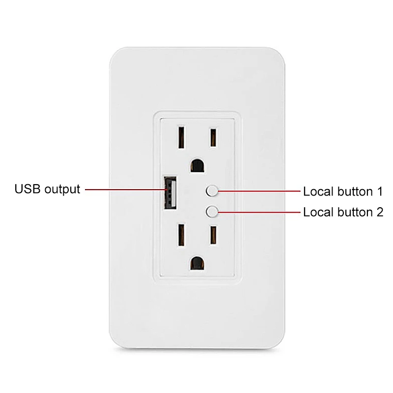 For Alexa Google Home eWelink APP remote control Smart Wall Outlet Wifi Dual USB Socket Remote Voice Control Smart Wall Socket