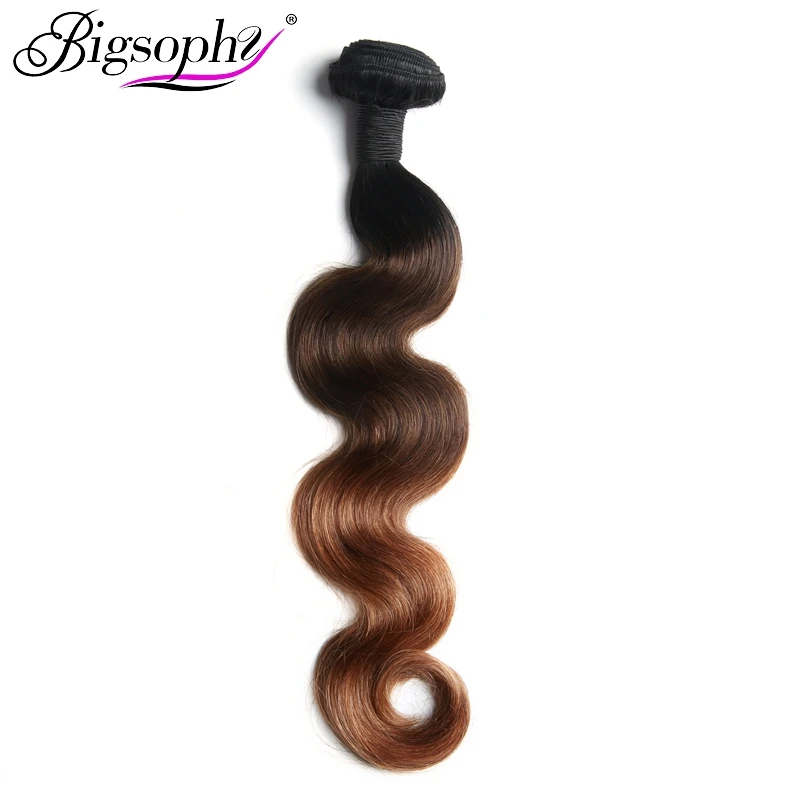 

Bigsophy Hair Mongolian Body Wave Human Hair 1 Piece Hair Weaving Bundles 8"-28inch Ombre Color 3 Tone T1B/4/30 100% Remy Hair