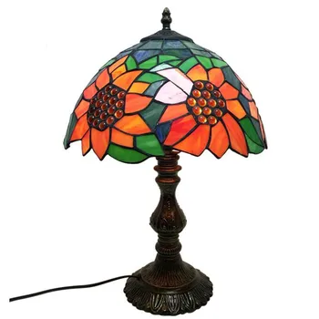 

12" Handmade European Tiffany Sunflowers Glass Table Lamp for Foyer Bed Room Bar Apartment Glass Reading Light H 45cm 1033