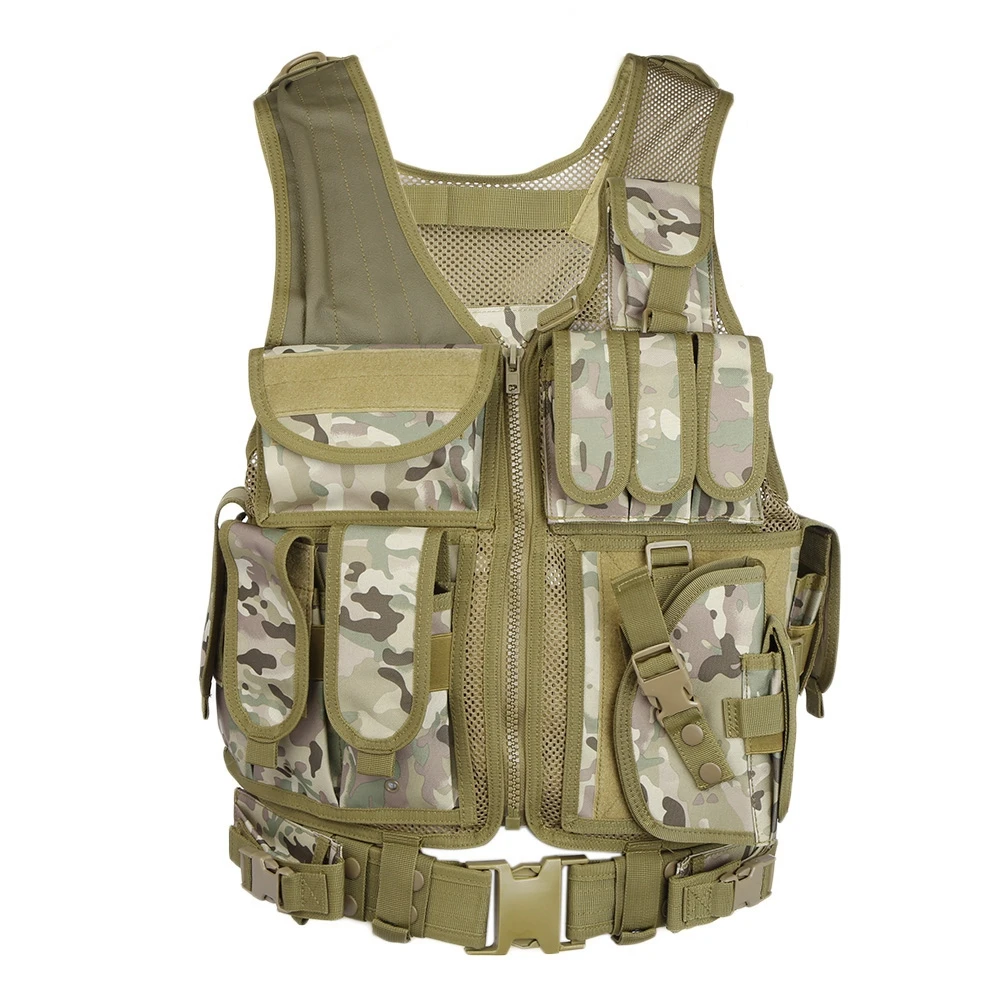 

Unisex Tactical Vest Paintball Combat Soft Vest CS Tactical Vest With 4 Pouches for Outdoor Hunting Protector Vest