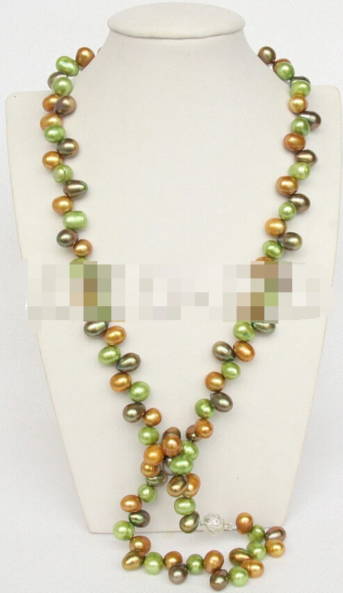 

07743 rice Multicolor pearls necklace bracelet set