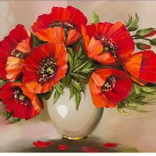 5d eigen foto Заказная алмазная живопись Petit vase de coquelicots Рождественская вышивка diy крестиком Рождественский Декор Горячая 925 свечение