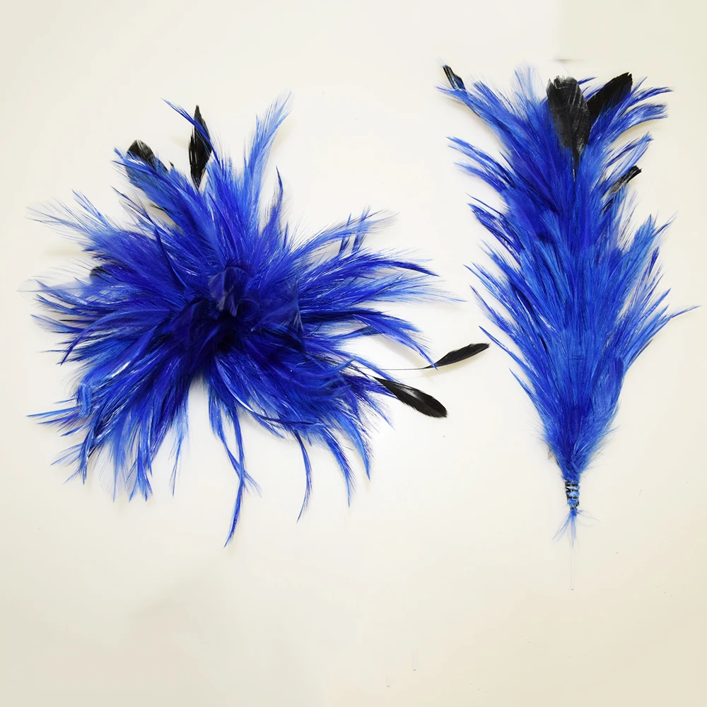 

Royal Blue Color Feather Flower Cocktail Hair Clip.Lady's Flower Feather Hair Clip Corsage Fascinator Wedding Party Headdress