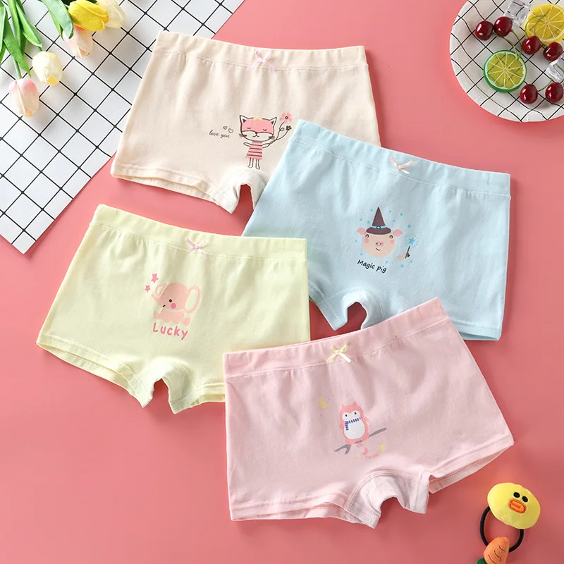 

4pcs/lot Children Girls Cartoon Panties Rabbit Print Shorts Cute Teenage Cotton Underwear Kids Animal Underpants Baby Clothes