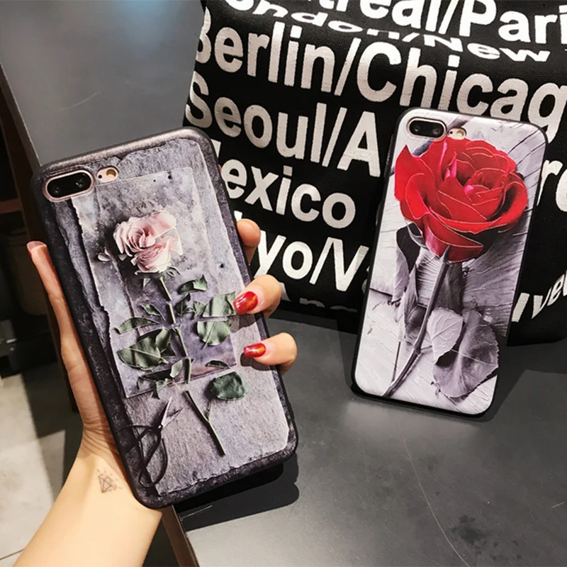 Kerzzil Роскошный Ретро 3D рельефный чехол с цветами для iPhone 7 6 6S Plus Мягкий ТПУ