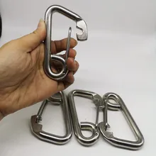 4 шт. 100 мм Серебряный 304 карабин из нержавеющей стали Весна Кемпинг Альпинизм M10 крюк с защелкой