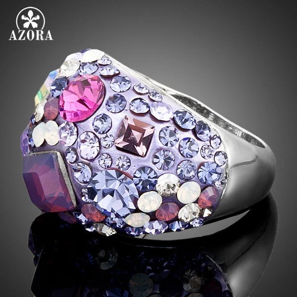 Золотистое кольцо с австрийским кристаллом Stellux TR0032|austrian crystal rings|crystal ringgold color |