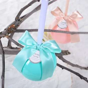 

100pcs Romantic Creative Love Fruit Plastic Round Ball Candy Boxes Wedding Favors Box Chocolate Gift Box 4 Colors 8cm WA1960