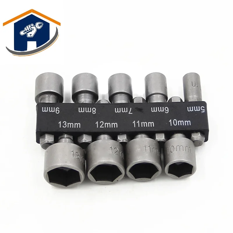 9Pcs-1-4-Hex-Shank-Power-Nut-Driver-Drill-Bit-Metric-Socket-Wrench-Screw-5-13mm