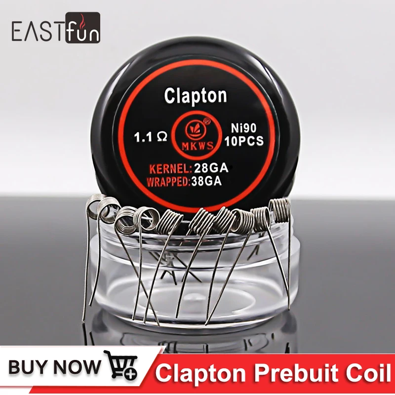 

10PCS Clapton coil Wire Prebuilt Heating wires 22ga 24ga 26ga 28ga 32ga 38ga SS316 NI70 NI80 NI90 Coil for DIY atomizer rda rba