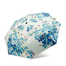 

Luxury Manual Umbrella Woman Rainy and Sunny Umbrellas For Female Parasol Blue Flower Anti-UV Protection Black Coation parapluie