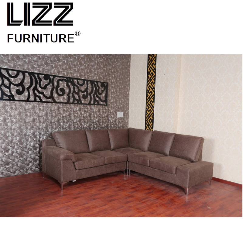 

Nordic fabric sofa corner fabric sofa set living room furniture with stainless steel feet