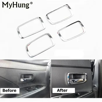 

Inside Door Handle Bowl Cover Inner Trim Interior Mouldings For Mitsubishi Outlander 2013-2015 Chrome 4pcs per set Car-styling