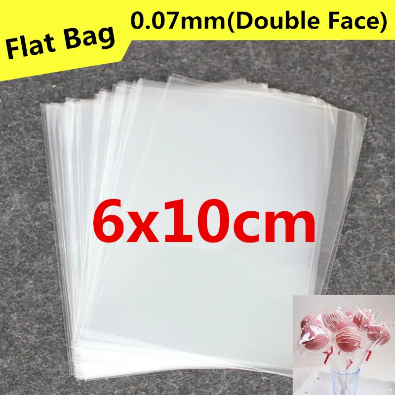 

200pcs/lot 6*10cm Small Long Plastic Food Clear Cellophane Cake Pop OPP Bags Lollipop Bakery Gift Cookie Packaging Packing