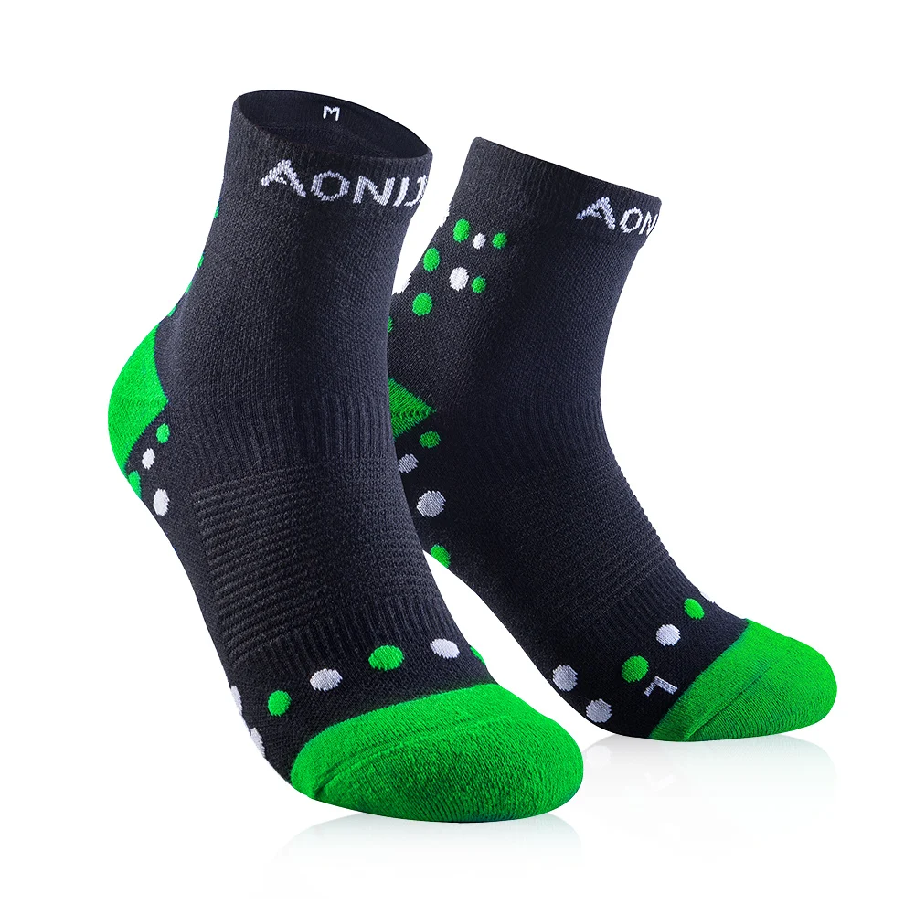 AONIJIE E4092 Outdoor Sports Running Athletic Performance Tab Training Cushion Quarter Compression Socks Heel Shield Cycling - Цвет: Black Green